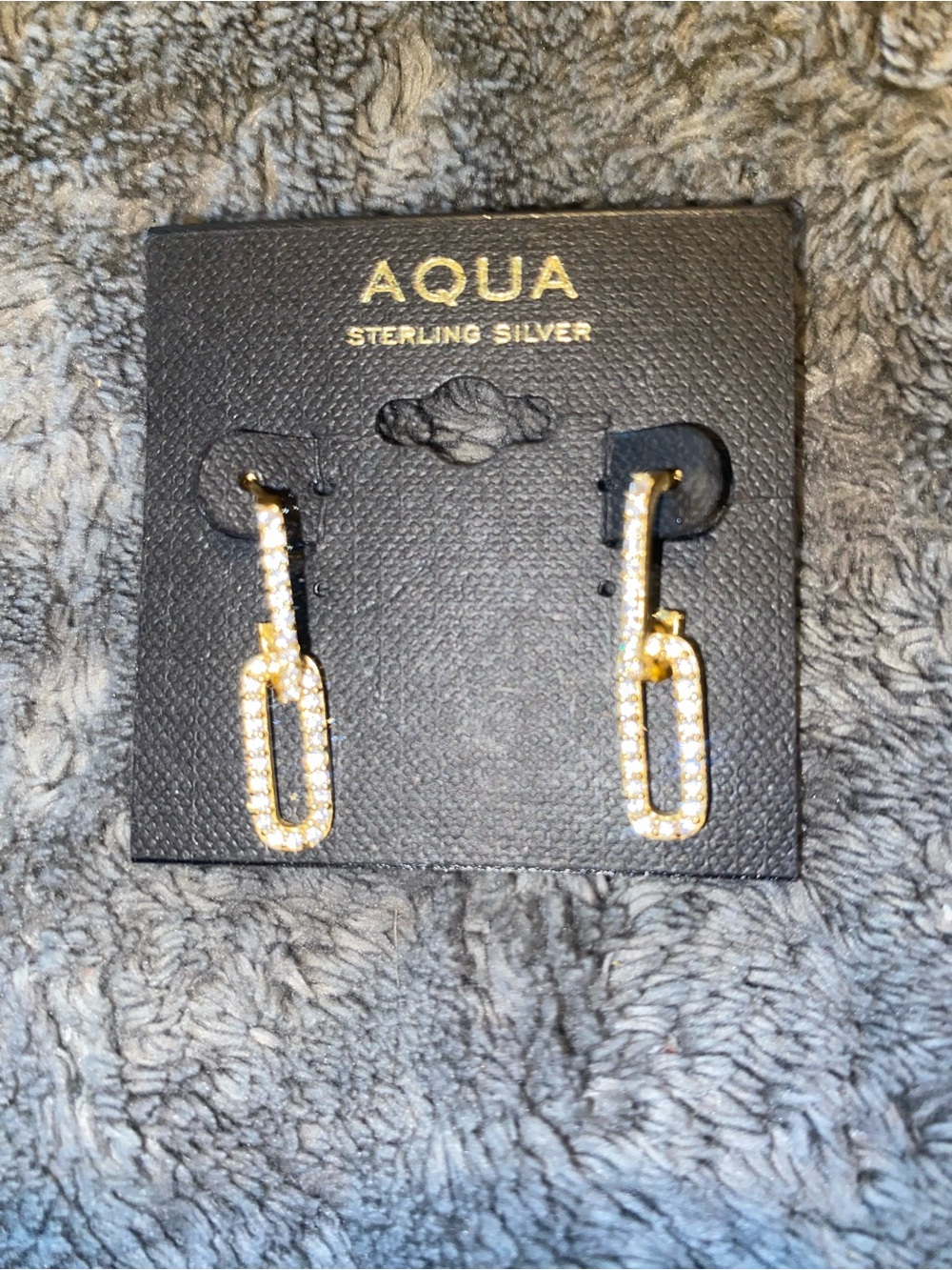 AQUA Sterling Silver Gold Toned Cubic Zirconia Link Drop Earrings $75